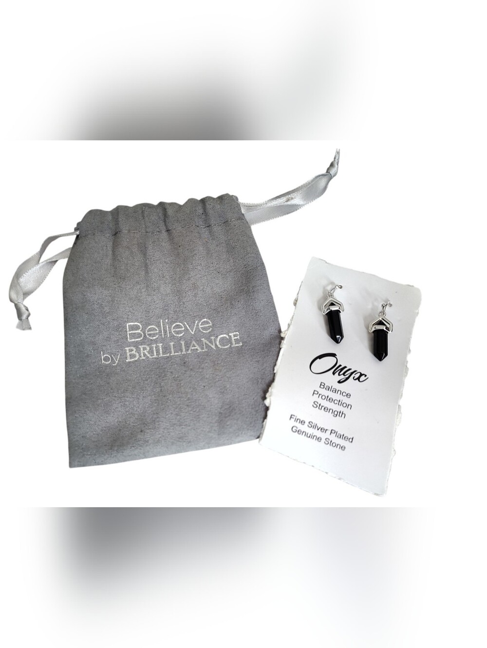 Onyx Black & Silver Pointed Drop Earrings